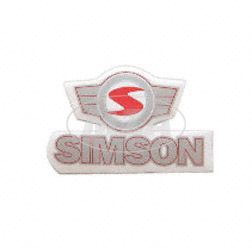 Klebefolie Simson - Schriftzug mit Emblem  (rot-silber)