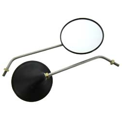 2x Rückblickspiegel, Rückseite Nockenform/ Muschelform - Gewinde M10, Ø122mm - Spiegelarm Edelstahl
