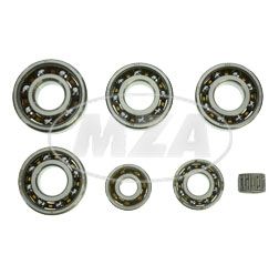 Kugellager SET, 7-teilig, Motor EM125, 125.1, 125.2, SKF-MARKENLAGER - 2x 6204 / 1x 6304 / 1x 6202 / 1x 6204 / 1x 6201 / 1x Nadelkranz  K 15x19x13, ETZ125, ETZ150