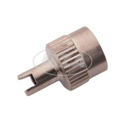 Ventilkappe mit Werkzeug und Dichtring -  Metall  - Schlüsselventilkappe - Geriffelter Rand