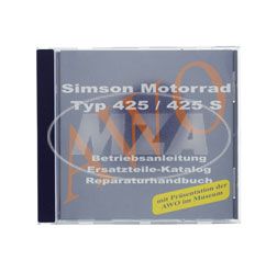 CD, SIMSON Motorrad passend für AWO 425/425S ORIGINALDOKUMENTE (Reparaturhandbuch, Ersatzteilkataloge, Betriebsanleitungen + Präsentation im Museum)