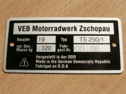 Typenschild TS 250/1