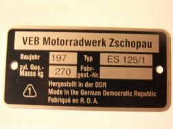 Model plate ES125/1