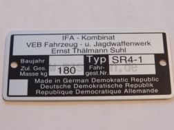 Typenschild Simson SR4-1 Spatz
