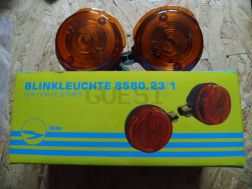 Pair of flashing lights, front - round - 8580.23 - orange glass - turn signal holder 10 mm