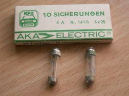 Glassicherung 4A, 36V - 6x25 mm - Schmelzeinsatz, Feinsicherung