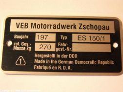 Typenschild ES150/1