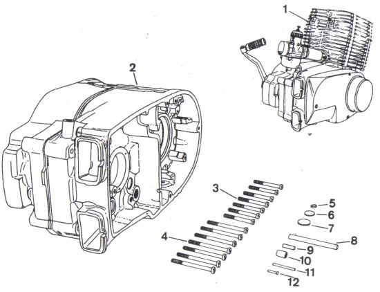 Engine-spare engine, spare crankcase