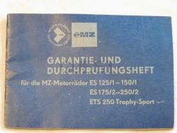 Guarantee and inspection booklet ES 125/1-150/1, Es 175/2-250/2,ETS 250