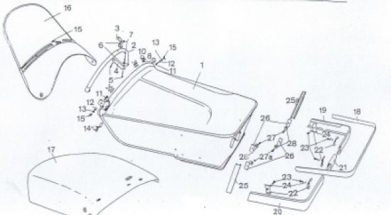 Oberteil, Zierecken, Staubdecke, Windschutzscheibe