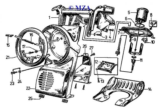 Speedometer and head light housing SR 50, SR 80 and SR 50/1, SR 80/1