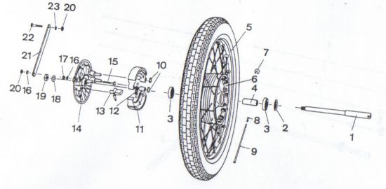 Front wheel for drum brake