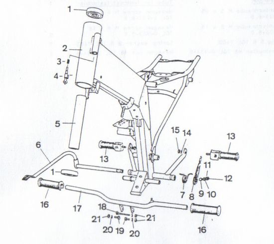 Frame , footrests, rear brake