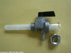 Robinet d'essence OMG avec poche à eau - avec raccord de tuyau 6mm - adapté à MZ et Simson