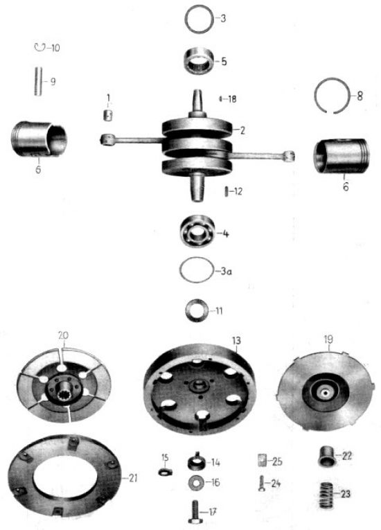 Kurbelwelle, Kolben, Kupplung