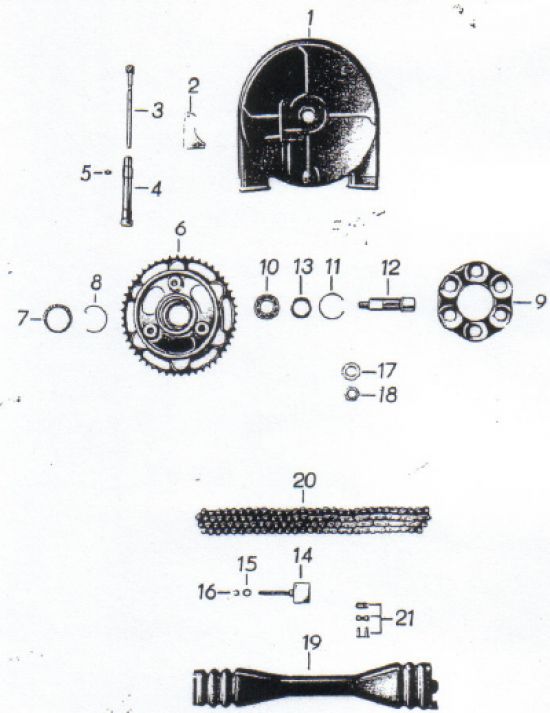 Hinterrad- und Tachoantrieb