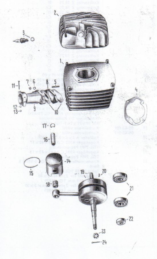 Zylinder, Kolben, Kurbelwelle ( MM 250/ 3 )