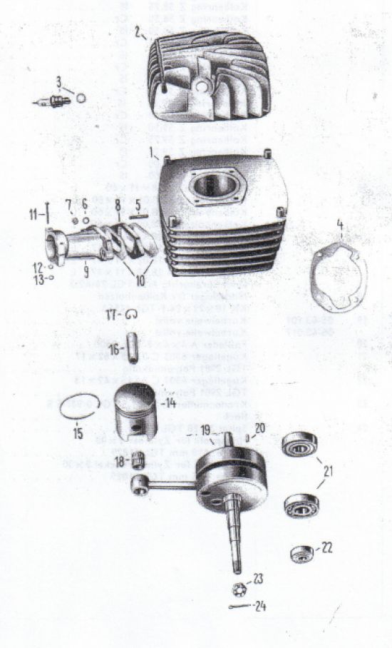 Cylindre, piston, vilebrequin