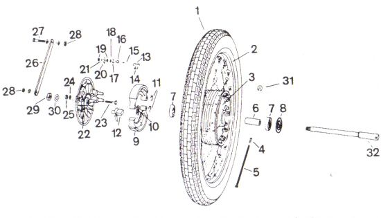 Chassis-front wheel-drum brake