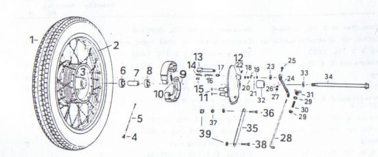 Rear wheel, rear wheel brake