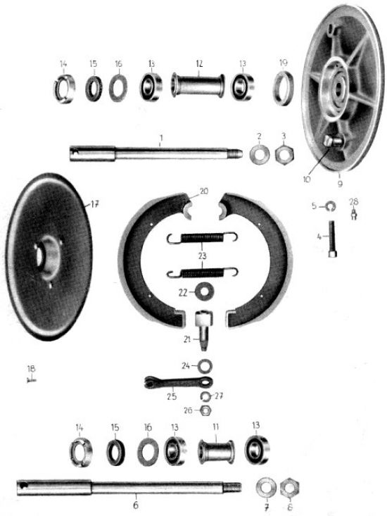 Front brake, wheel bearings,Axles